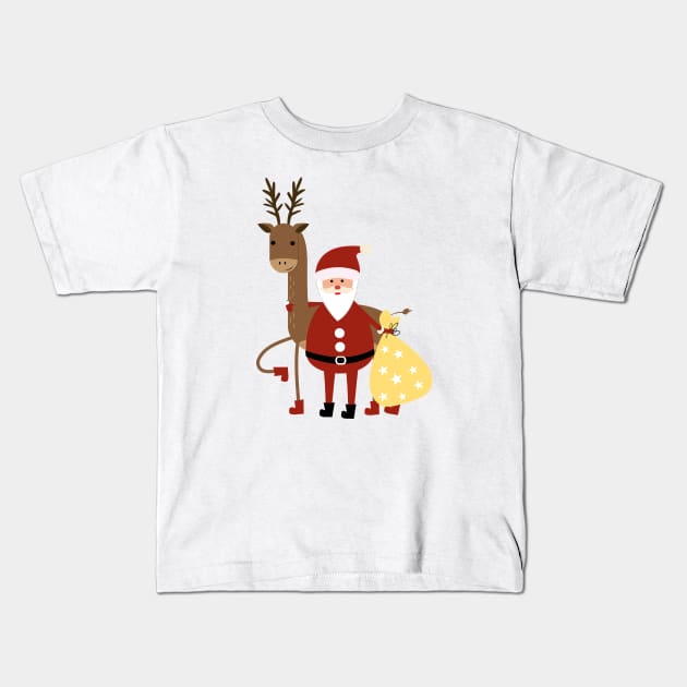 Santa Claus and reindeer Kids T-Shirt by grafart